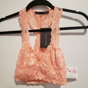 Pink Lily Coral Lace Bralette Size Small